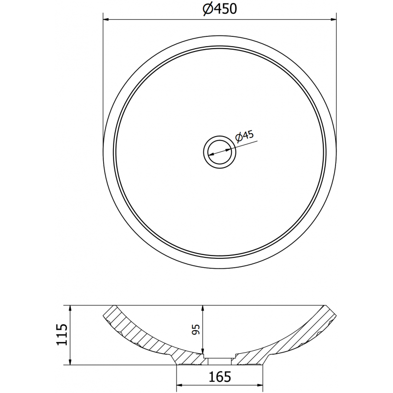 Mexen Heba stiklinis stalviršio praustuvas 45 x 45 cm, juodas - 24064570