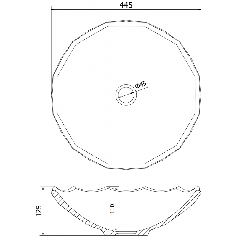 Mexen Inga stiklinis ant stalviršio praustuvas 44 x 44 cm, juodas - 24074470