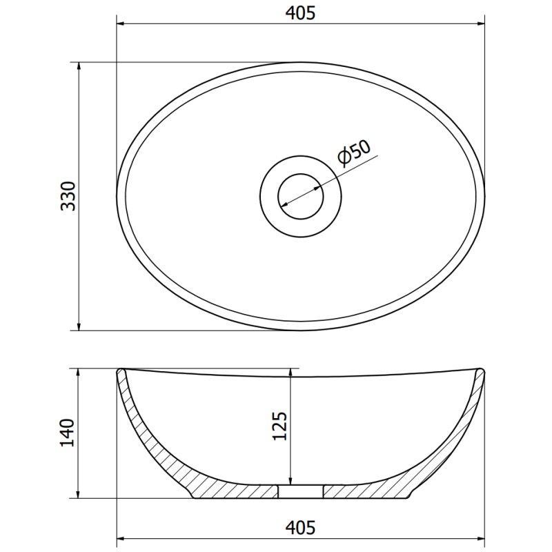 Mexen Elza antstalės praustuvas 40 x 33 cm, baltas akmuo - 21014082