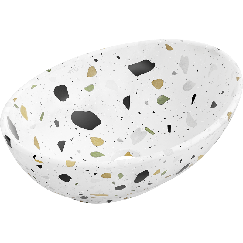 Mexen Elza pakabinė kriauklė 40 x 33 cm, balta terasa akmuo - 21014083