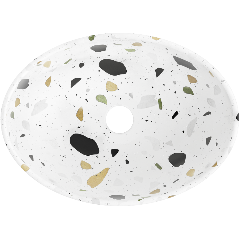 Mexen Elza pakabinė kriauklė 40 x 33 cm, balta terasa akmuo - 21014083