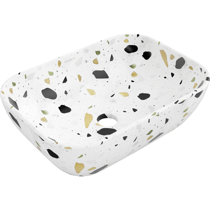 Mexen Rita stalviršio praustuvas 45 x 32 cm, baltas teraco akmuo - 21084587