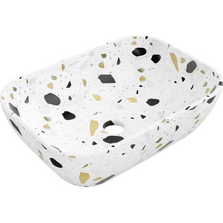 Mexen Rita stalviršio praustuvas 45 x 32 cm, baltas teraco akmuo - 21084587