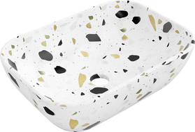 Mexen Rita stalviršio praustuvas 45 x 32 cm, baltas teraco akmuo - 21084587