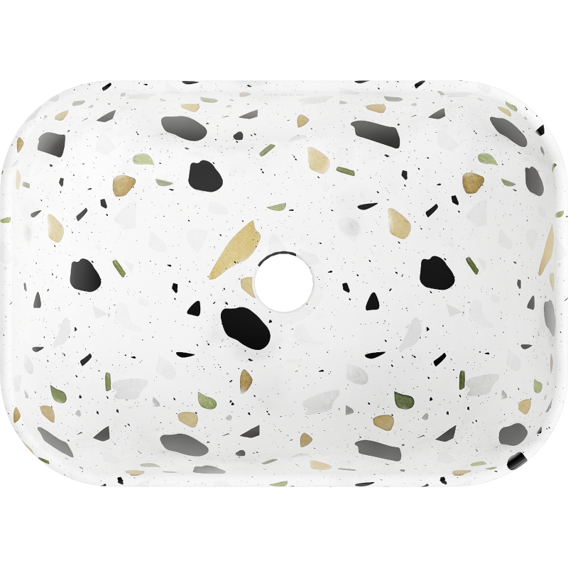 Mexen Rita stalviršio praustuvas 45 x 32 cm, baltas teraco akmuo - 21084587