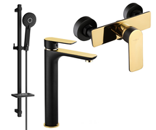 Mexen Alfa DQ40 dušo komplektas, juodas/auksinis - 745714DQ40-75