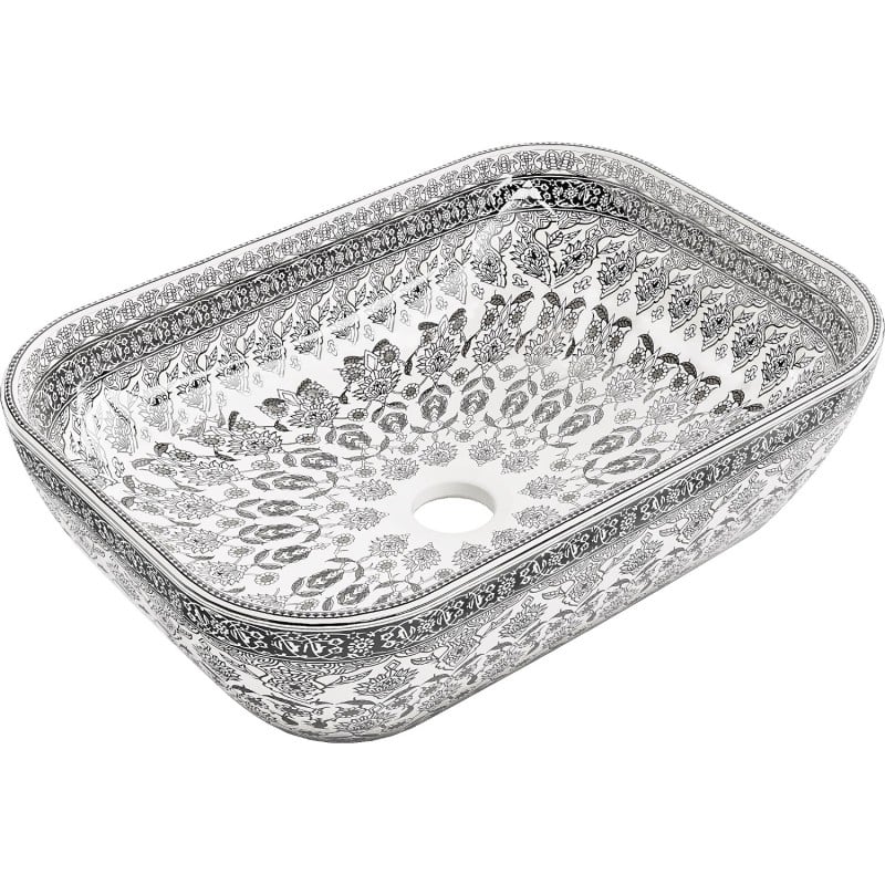 Mexen Rita ant stalviršio montuojamas praustuvas 45 x 32 cm, baltas/juodas raštas - 21084586
