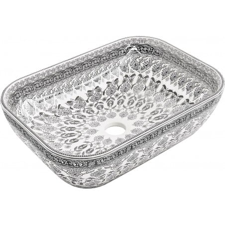 Mexen Rita ant stalviršio montuojamas praustuvas 45 x 32 cm, baltas/juodas raštas - 21084586