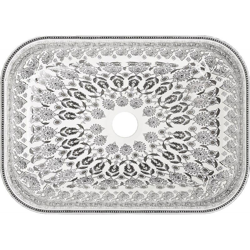 Mexen Rita stalviršio kriauklė 45 x 32 cm, balta/juodas raštas - 21084586