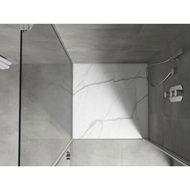 Mexen Hugo kvadratinis dušo padėklas SMC 80 x 80 cm, baltas akmuo - 42158080