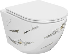 Mexen Lena Rimless WC puodelis su lėtai nusileidžiančiu Slim dangčiu, Duroplast, baltas akmuo - 30224091