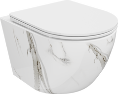 Mexen Lena wc tualeto dubenėlis be apvado su lėtai nusileidžiančiu dangčiu, plonas duroplastikas, balta akmenė - 30224094