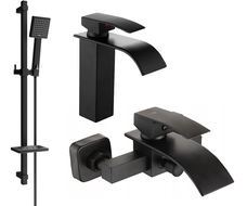 Mexen Aries DQ45 vonios maišytuvo komplektas, juodas - 744803DQ45-70