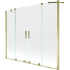 Mexen Velar Duo dvivėris vonios pertvaras, stumdomas 190 x 150 cm, permatomas, auksinis - 896-190-000-02-50