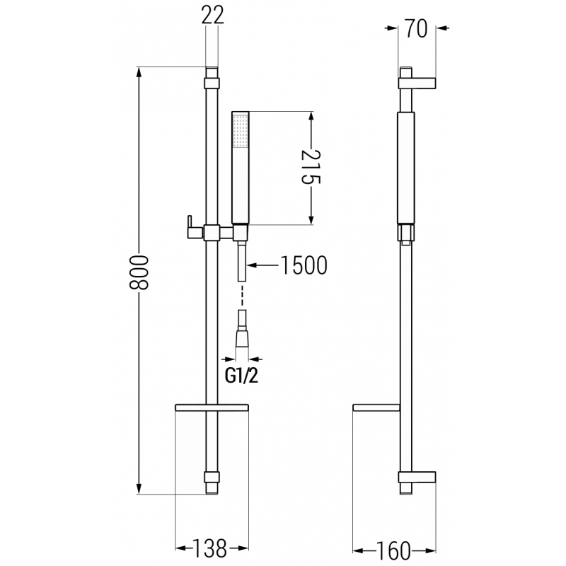 Mexen Aries DQ77 vonios kambario komplektas, juodas - 744813DQ77-70