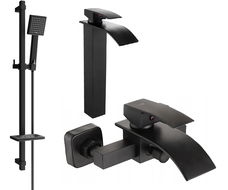 Mexen Aries DQ45 vonios komplektas, juodas - 744813DQ45-70