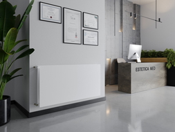 Mexen CHF20 Higieninis Plokščias radiatorius 400 x 400 mm, šoninis prijungimas, 288 W, baltas - W420HF-040-040-00