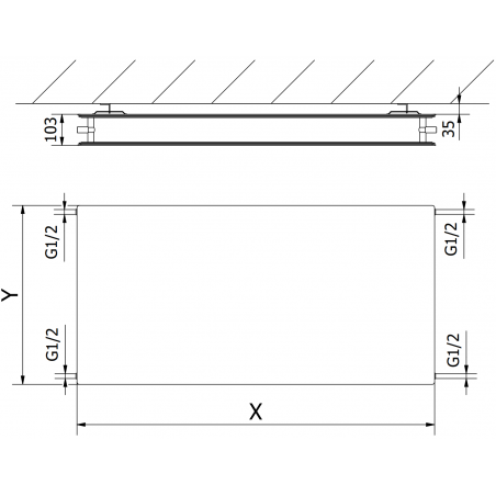 Mexen CHF20 Hygiene Flat šildytuvas plokštelinis 500 x 500 mm, šoninis prijungimas, 431 W, antracitas - W420HF-050-050-66