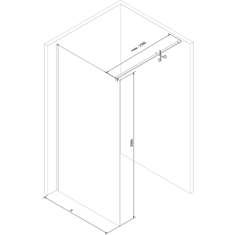 Mexen Kioto dušo siena Walk-in 75 x 200 cm, skaidri 8 mm, auksinė - 800-075-101-50-00