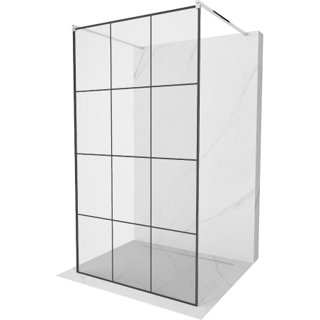 Mexen Kioto laisvai stovinti dušo sienelė 120 x 200 cm, juodas tinklelis 8 mm, chromas - 800-120-002-01-77