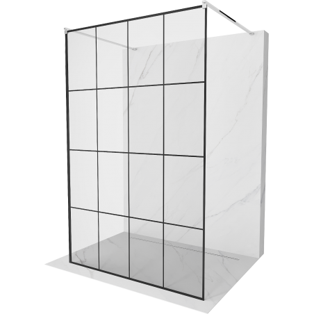 Mexen Kioto laisvai stovinti dušo pertvara 140 x 200 cm, juodas tinklelis 8 mm, chromas - 800-140-002-01-77