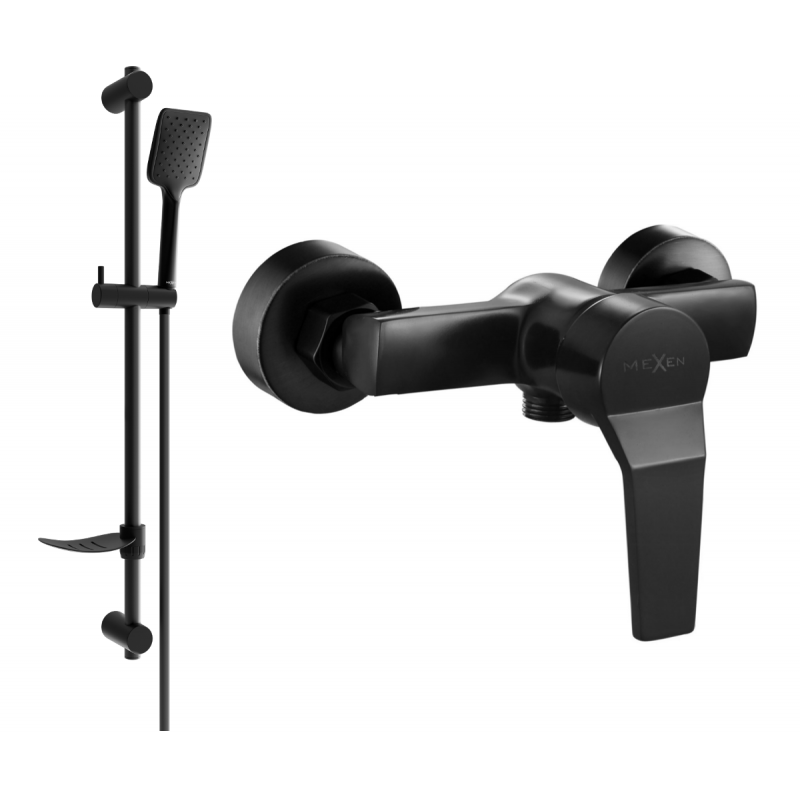 Mexen Caro DF62 dušo maišytuvas su dušo komplektu, juodas - 74664DF62-70