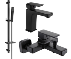 Mexen Cetus DQ77 vonios komplektas, juodas - 744303DQ77-70