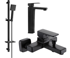 Mexen Cetus DQ45 vonios komplektas, juodas - 744313DQ45-70