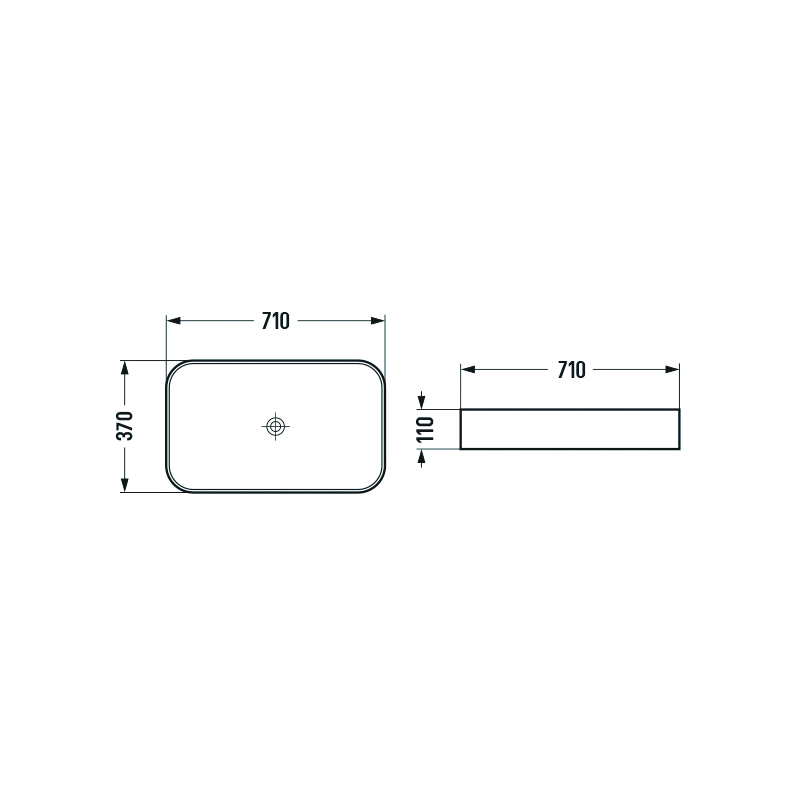 Mexen Vena ant stalviršio praustuvas 71 x 37 cm, juodas matinis - 22196085