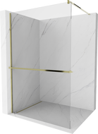 Mexen Kioto+ dušo sienelė su Walk-in stelažu 75 x 200 cm, skaidri, auksinė - 800-075-121-50-00