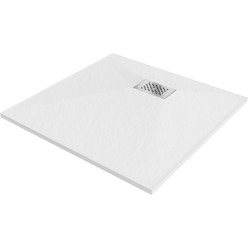 Mexen Hugo kvadratinis dušo padėklas SMC 70 x 70 cm, baltas, inox gaubtas - 42107070-X