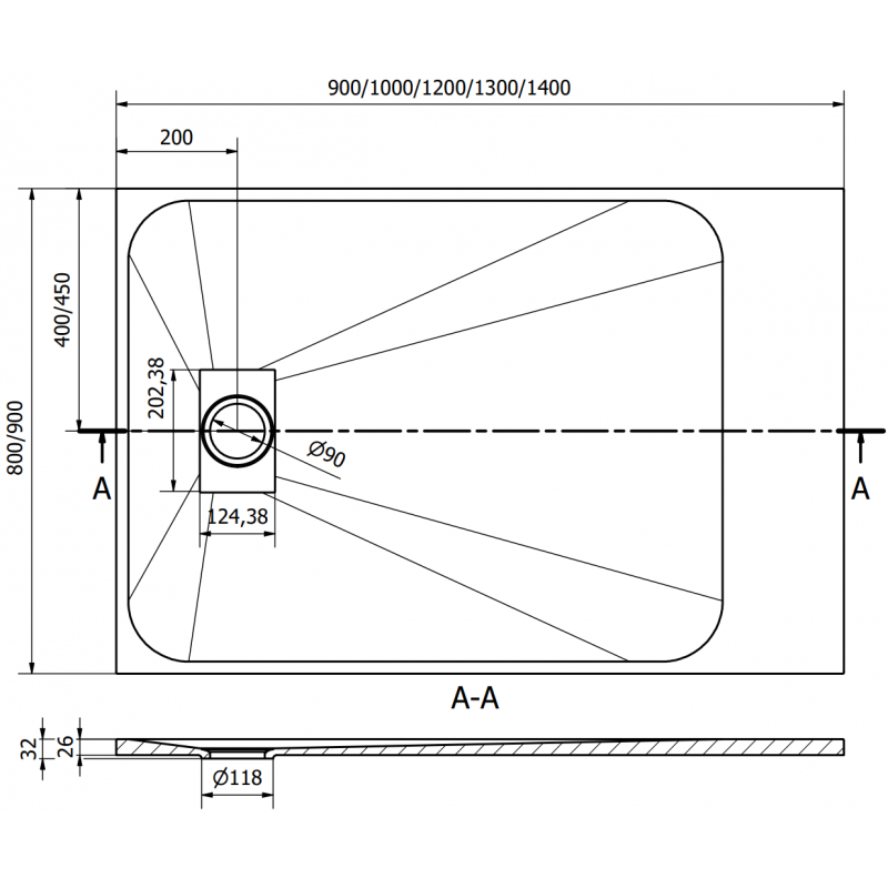 Mexen Hugo stačiakampis SMC dušo padėklas 130 x 80 cm, baltas, nerūdijančio plieno dangtis - 42108013-X