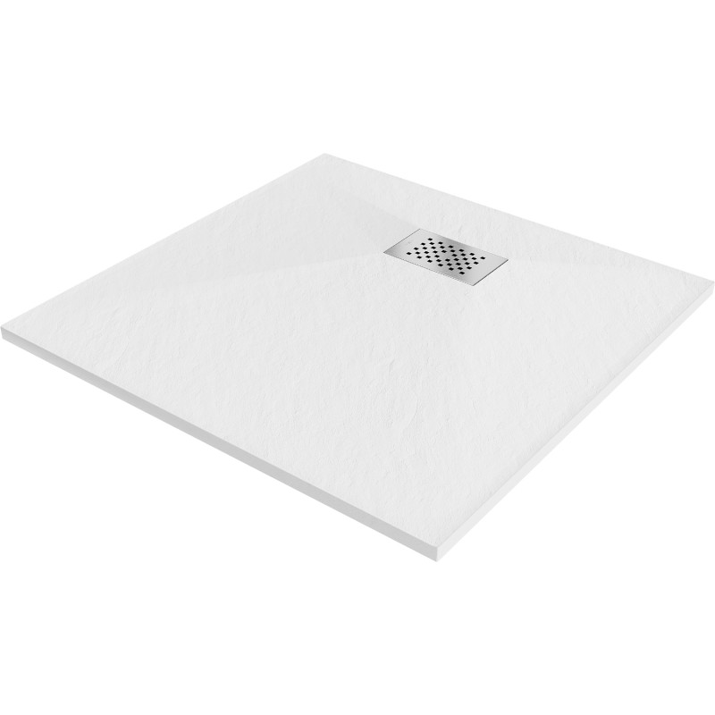 Mexen Hugo kvadrato formos SMC dušo padėklas 80 x 80 cm, baltas, inox dangtis - 42108080-X