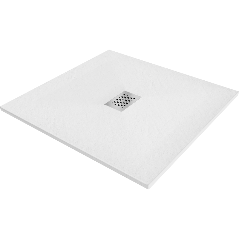 Mexen Hugo kvadratinė dušo dėžė SMC 100 x 100 cm, balta, inoksinė dangtelis - 42101010-X