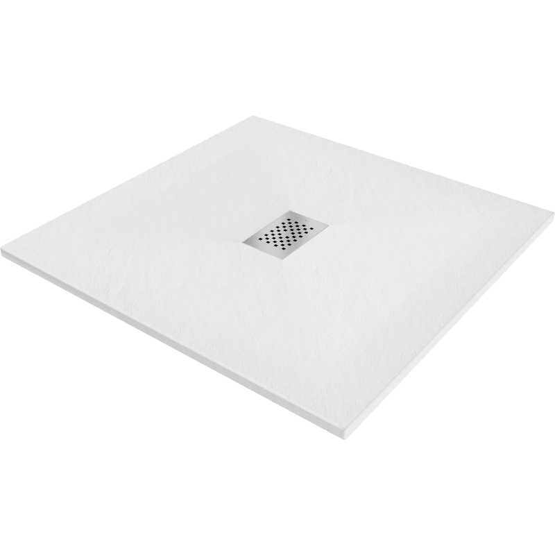 Mexen Hugo kvadratinis dušo padėklas SMC 100 x 100 cm, baltas, Inox dangtis - 42101010-X