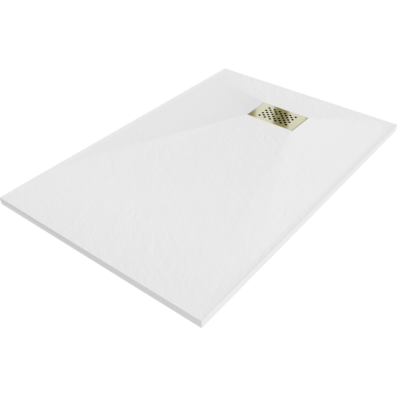 Mexen Hugo stačiakampė SMC dušo padėklas 100 x 70 cm, baltas, auksinė danga - 42107010-G