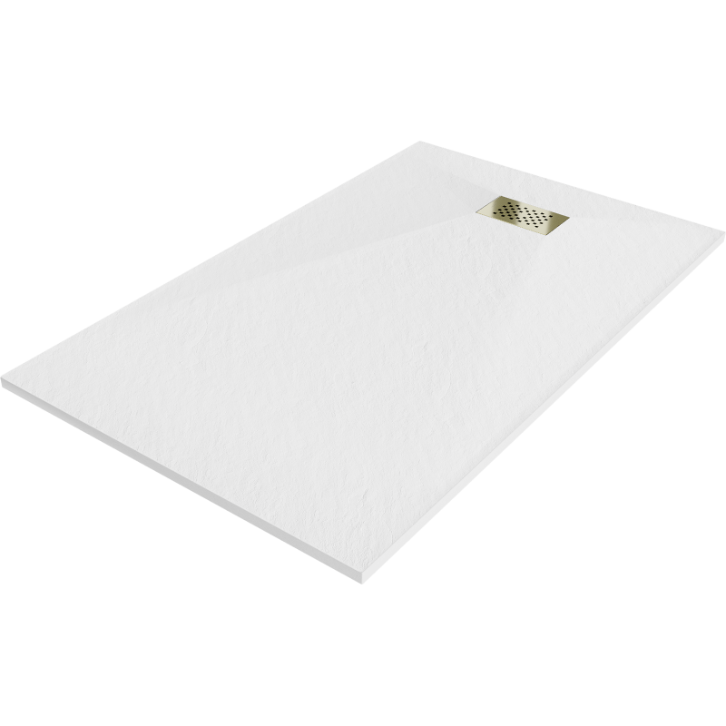 Mexen Hugo stačiakampė dušo padėklas SMC 140 x 80 cm, baltas, aukso dangtelis - 42108014-G