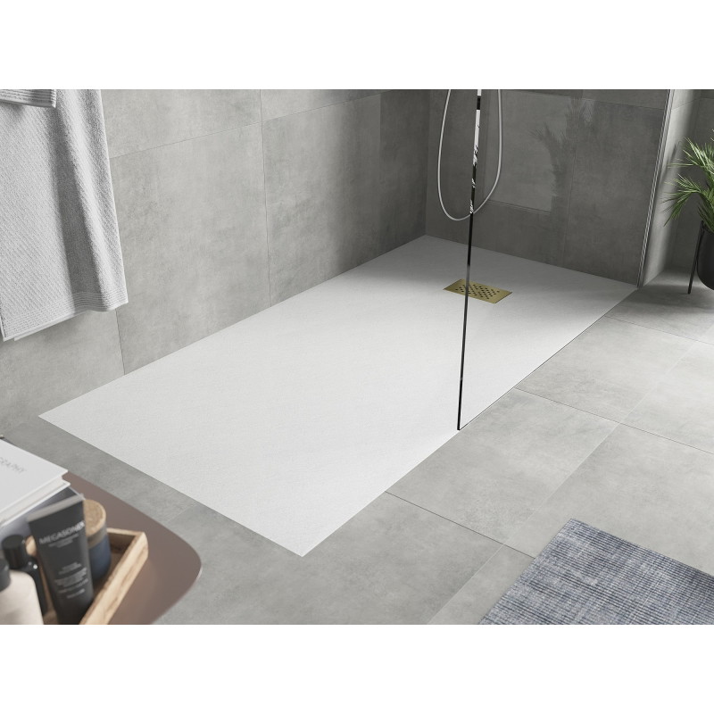 Mexen Hugo stačiakampė SMC 180 x 80 cm dušo padėklas, baltas, dangtis auksinis - 42108018-G