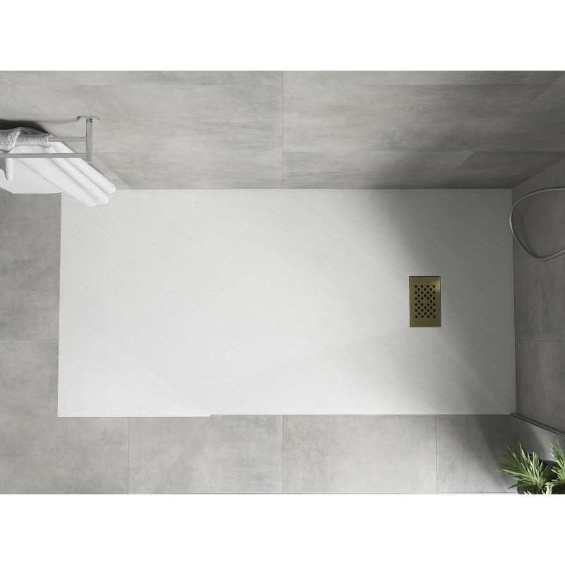 Mexen Hugo stačiakampė SMC dušo padėklas 180 x 80 cm, baltas, auksinė danga - 42108018-G