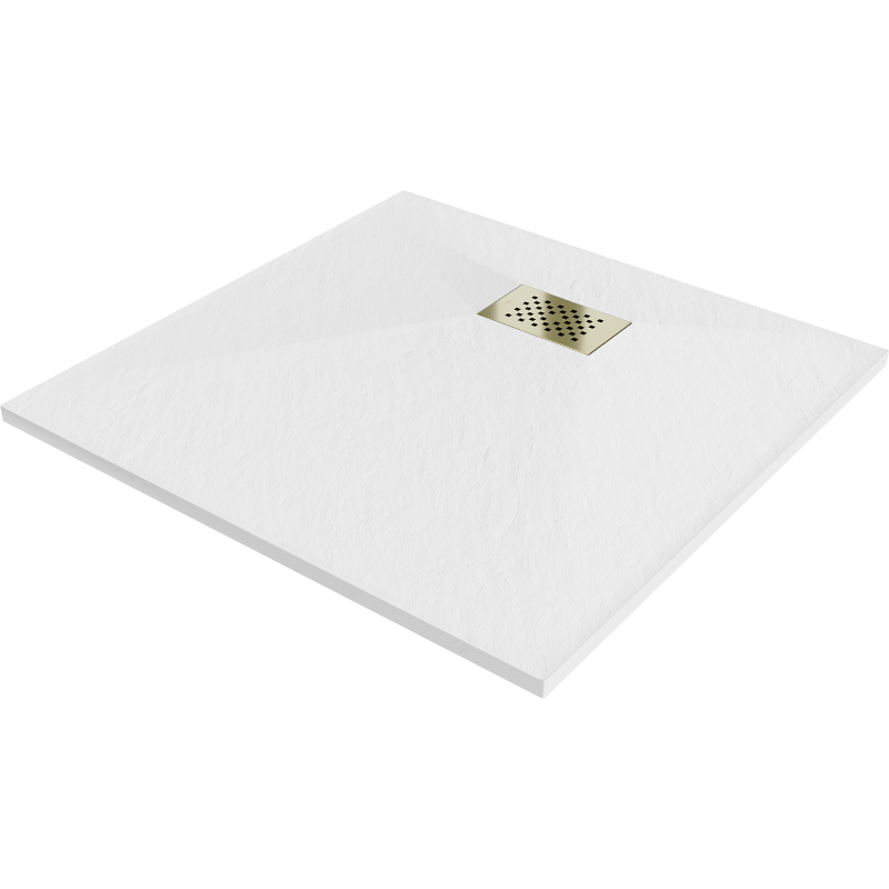 Mexen Hugo kvadratinė dušo padėklas SMC 90 x 90 cm, baltas, auksinė danga - 42109090-G
