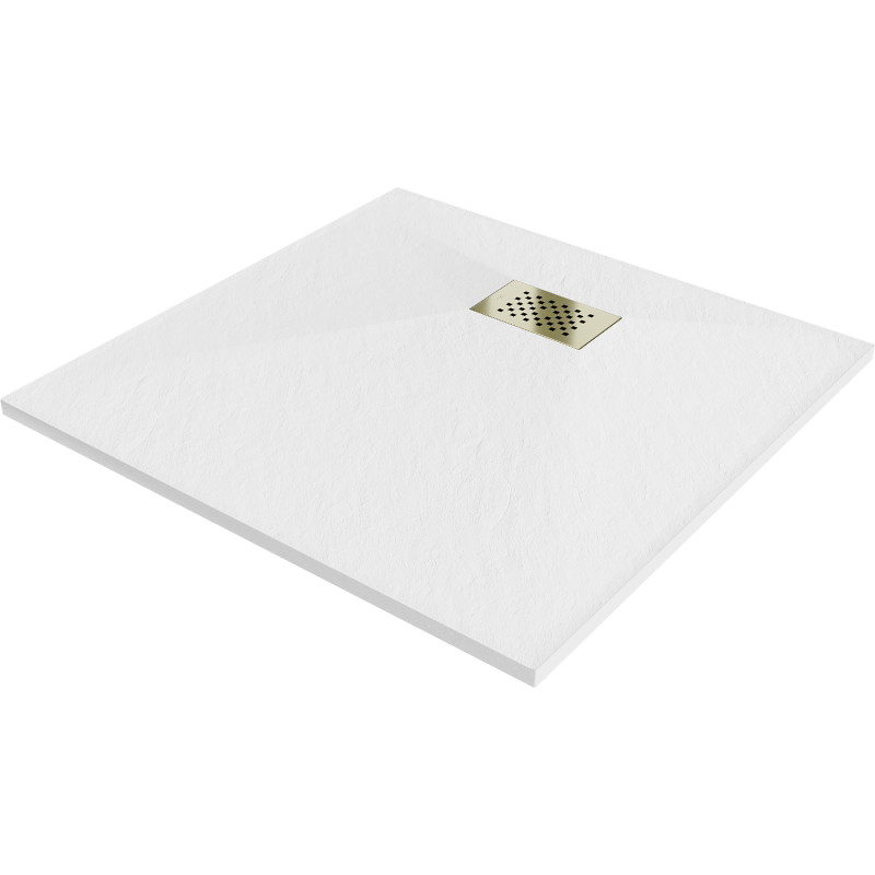 Mexen Hugo kvadratinis dušo padėklas SMC 90 x 90 cm, baltas, aukso dangtelis - 42109090-G