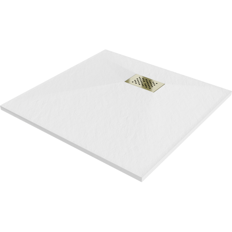 Mexen Hugo kvadratinė dušo padėklas SMC 90 x 90 cm, baltas, auksinė danga - 42109090-G