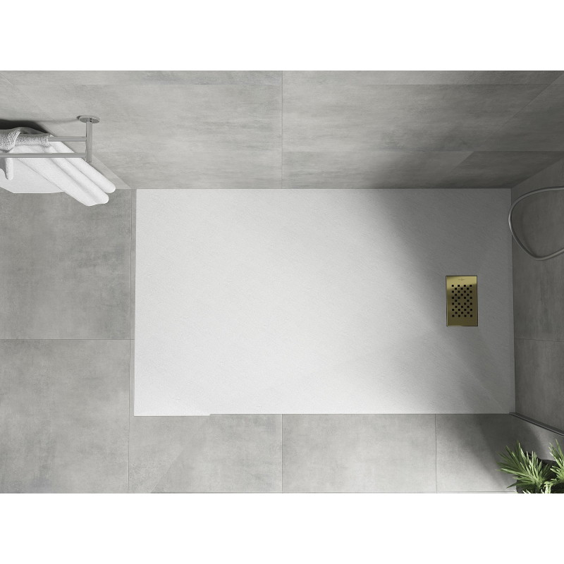 Mexen Hugo stačiakampis dušo padėklas SMC 150 x 90 cm, baltas, dangtelis auksinis - 42109015-G