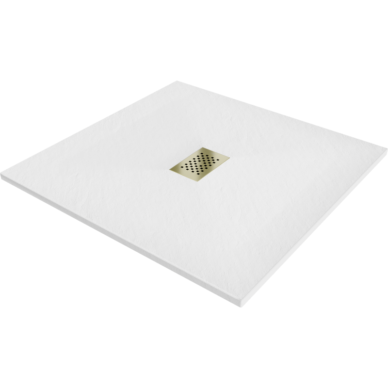 Mexen Hugo kvadratinė dušo stovai SMC 100 x 100 cm, balta, auksinė dangtelis - 42101010-G
