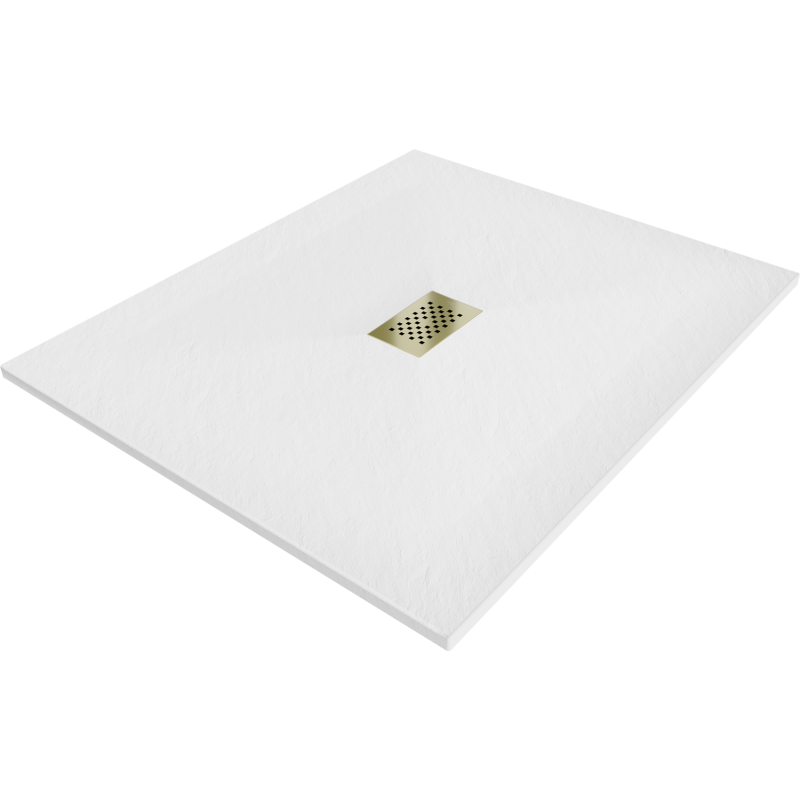 Mexen Hugo stačiakampė SMC dušo padėklas 140 x 100 cm, baltas, auksinė danga - 42101014-A