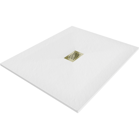 Mexen Hugo stačiakampis dušo padėklas SMC 130 x 100 cm, baltas, aukso spalvos dangtelis - 42101013-G