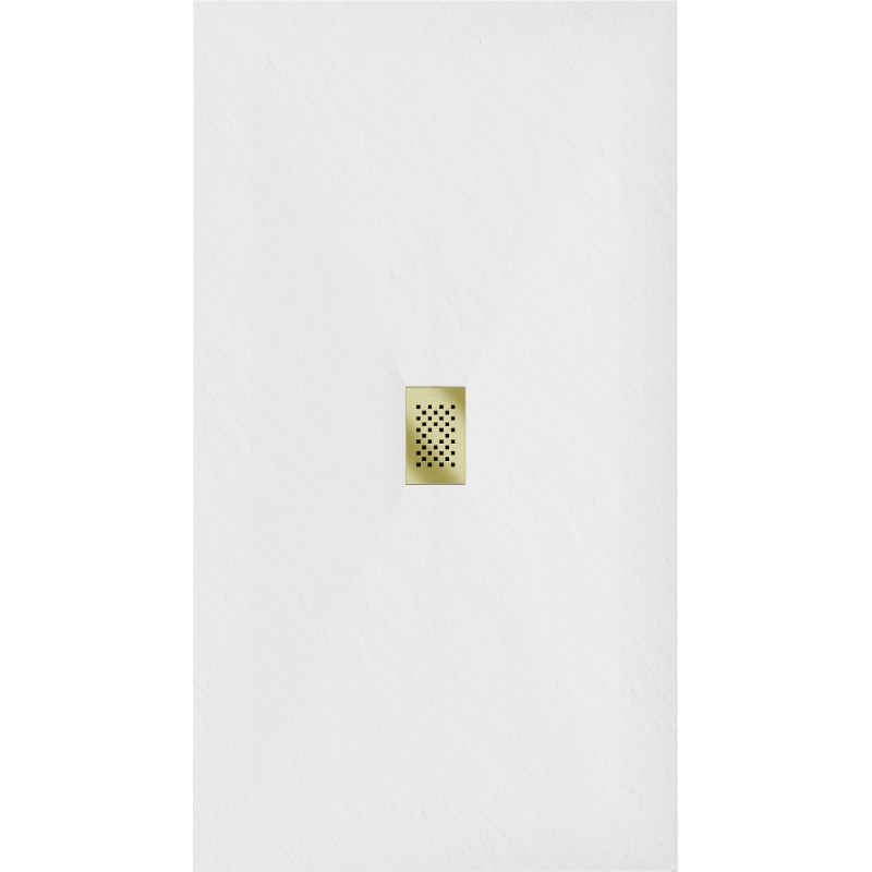 Mexen Hugo stačiakampė dušo plokštė SMC 150 x 100 cm, balta, aukso spalvos maskuotė - 42101015-G