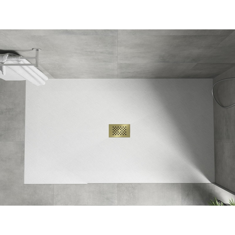 Mexen Hugo stačiakampė SMC dušo padėklas 200 x 100 cm, baltas, auksinė danga - 42101020-G
