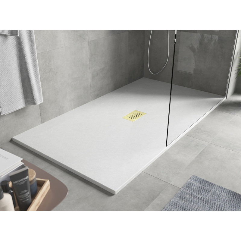 Mexen Hugo stačiakampė dušo padėklas SMC 180 x 100 cm, baltas, aukso spalvos dangtelis - 42101018-G