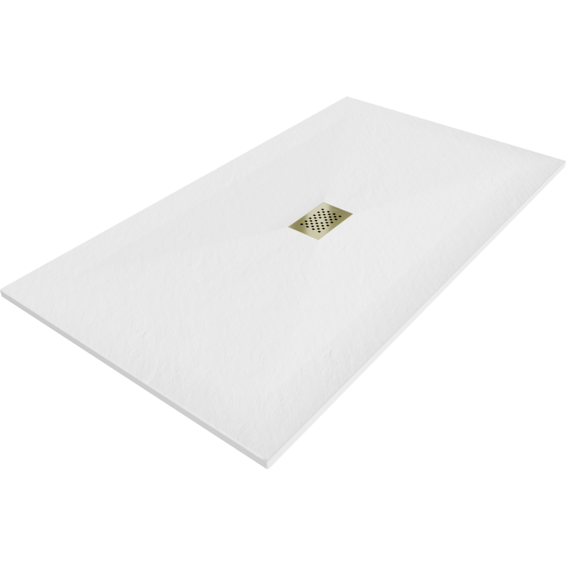 Mexen Hugo stačiakampio formos SMC dušo padėklas 200 x 100 cm, baltas, aukso spalvos dangtelis - 42101020-G